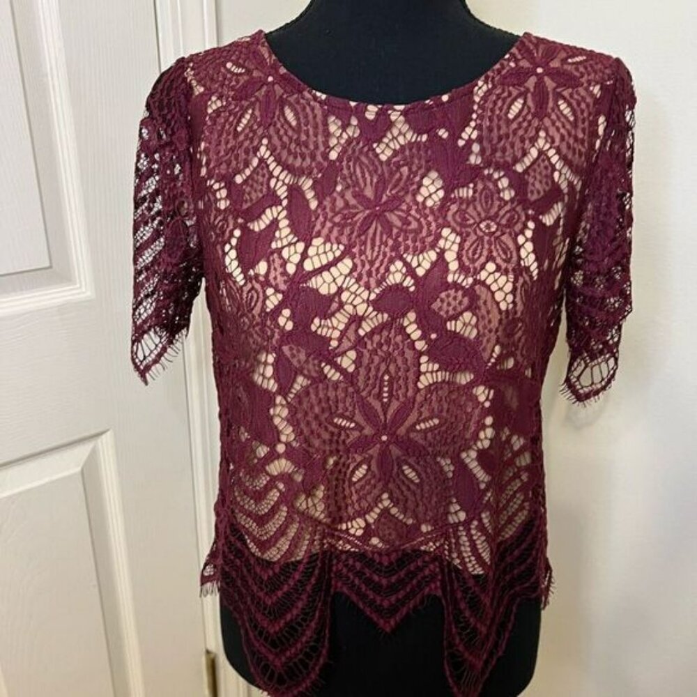 Express Burgundy Lace Top Size XS Great Condition